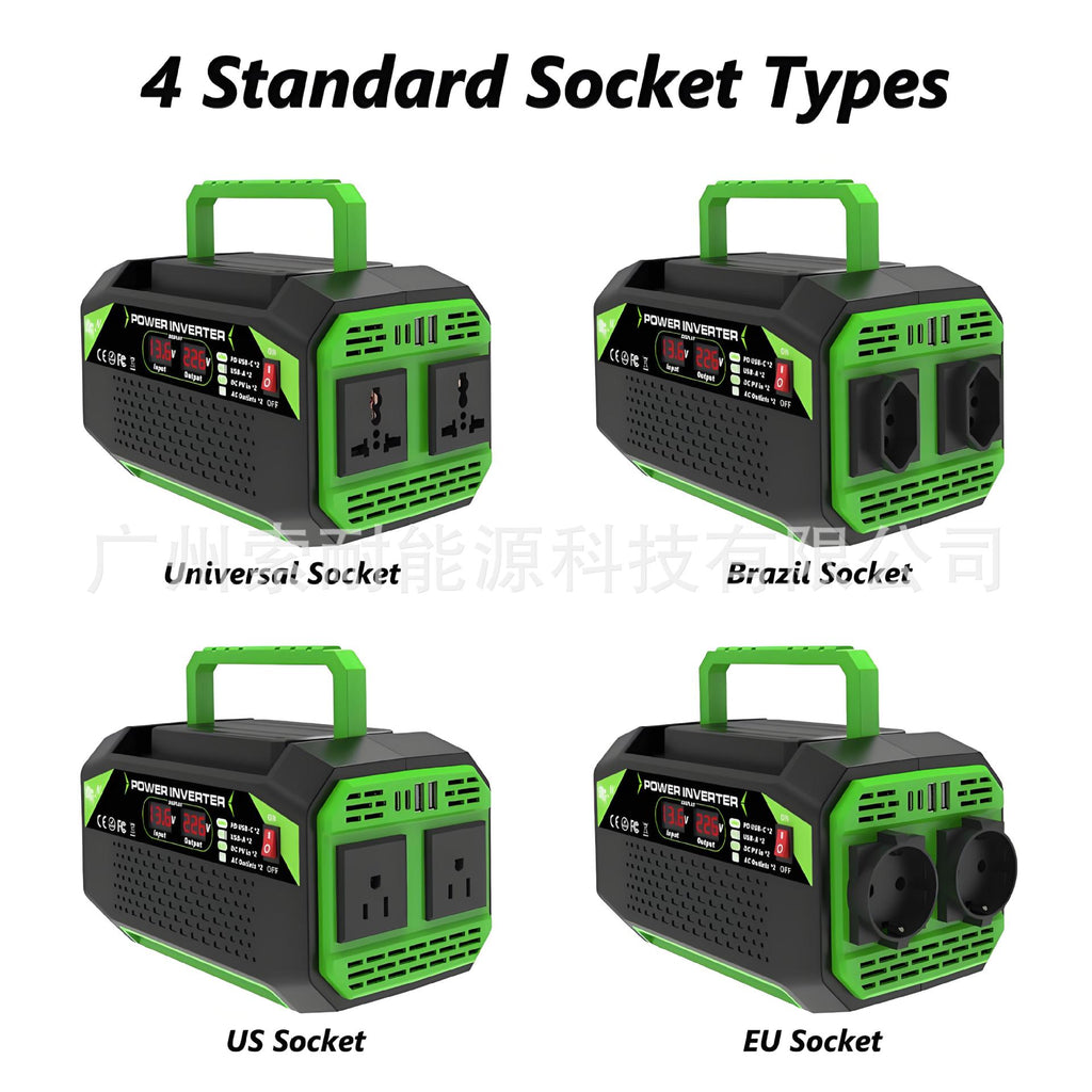 US Standard Socket Car Inverter300W/500W12V Turn110V With dual display/USB/Type-C