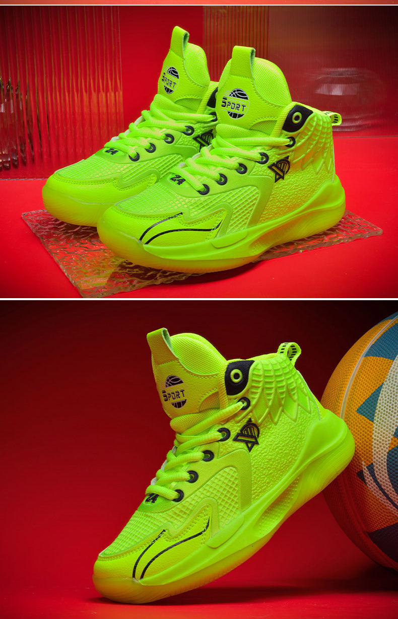 Children's Shoes Breathable Mesh Water-Resistant Sports Shoes for Teenagers Wear-Resistant Shock-Absorbing Non-Slip Professional Training Basketball Shoes