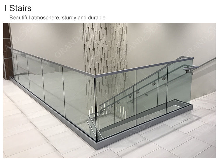 Aluminum U Channel Designs Frameless Balcony Staircase Swimming Pool Fence Glass Railing Balustrade & Handrails