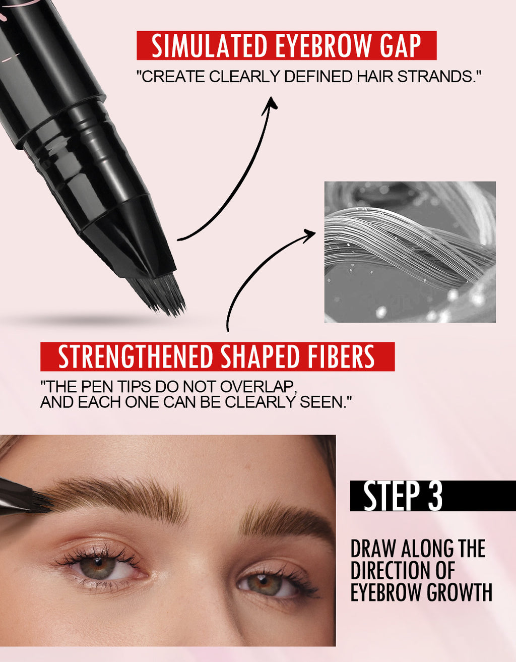 Specially Designed Multi-Pronged Plush Waterproof Eyebrow Pencil Long-Lasting Non-Fading Liquid Eyebrow Pencil for Distinct Wild Eyebrows