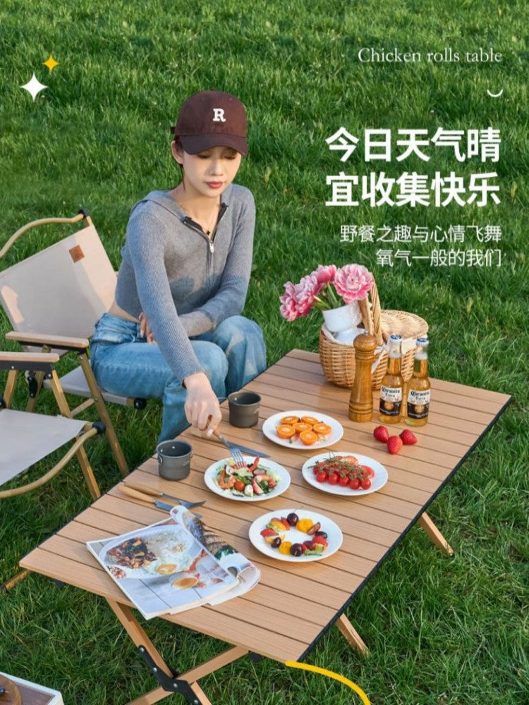 Camping Table and Chair Set Egg Roll Table Folding Chair with Backrest Moon Chair Kermit Chair Table Outdoor Camping