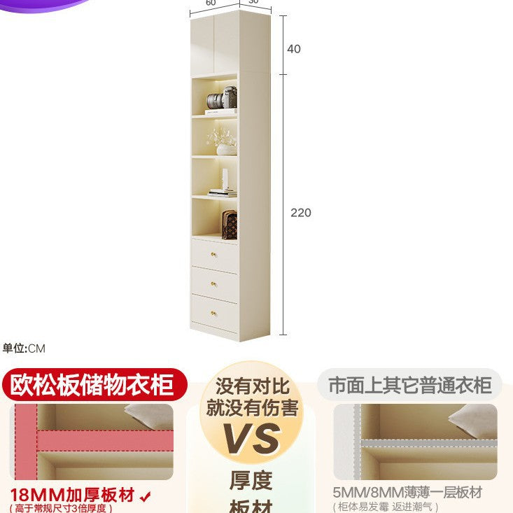 Modern Minimalist Sliding Door Wardrobe Corner Desk Integrated Combination Elevated Cabinet Top Master Bedroom Home Bedroom Wardrobe