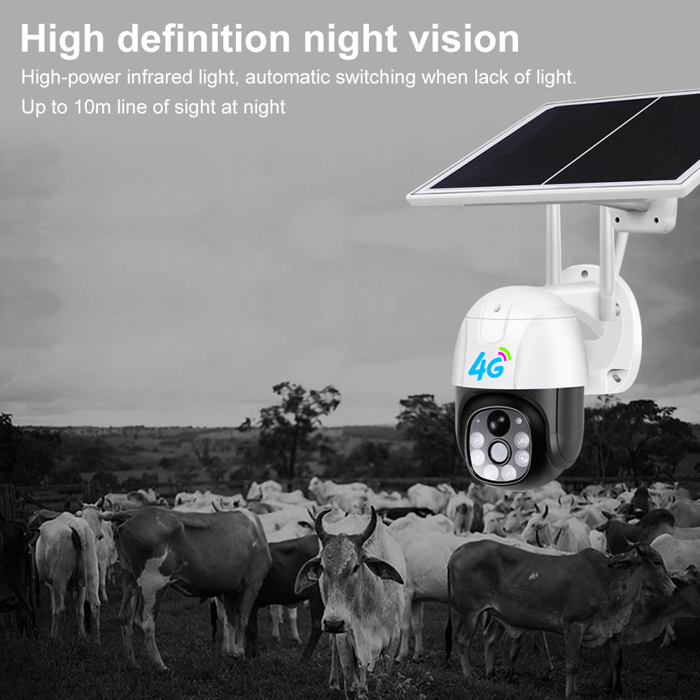V380Solar Energy4G Camera 1080P High-definition Outdoor Wireless Remote Low-power Surveillance Camera Dome Camera