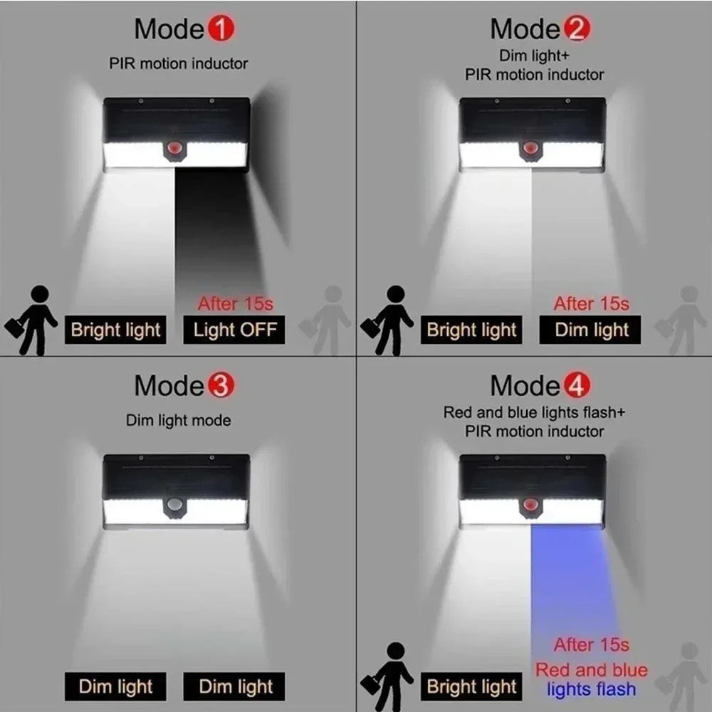 New solar light outdoor wall lamp190LED Human Body Sensor Garden Light Three-Sided Emitting Small Street Light with Colorful Lights