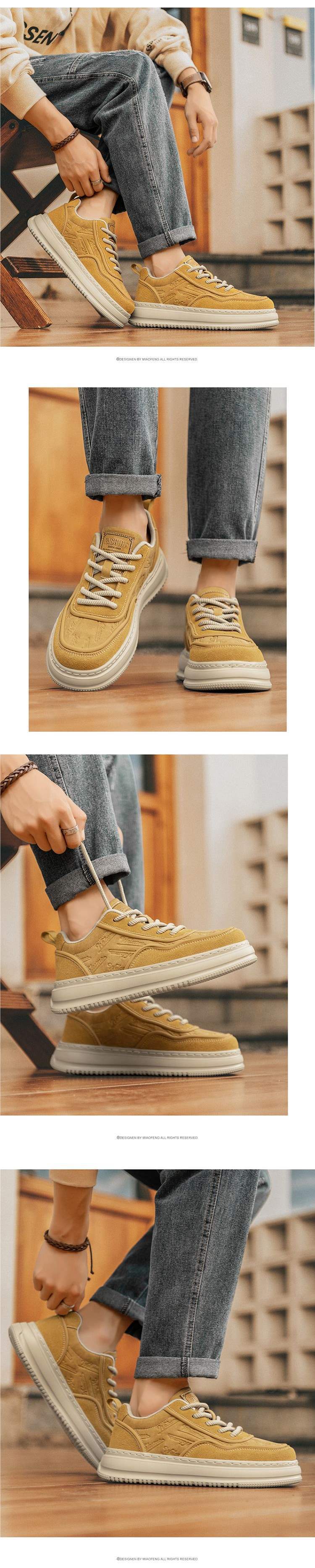 Men's Shoes2025New Summer Breathable Men's Work Height-Increasing Leather Shoes Sports Casual Versatile Thick-Soled Sneakers