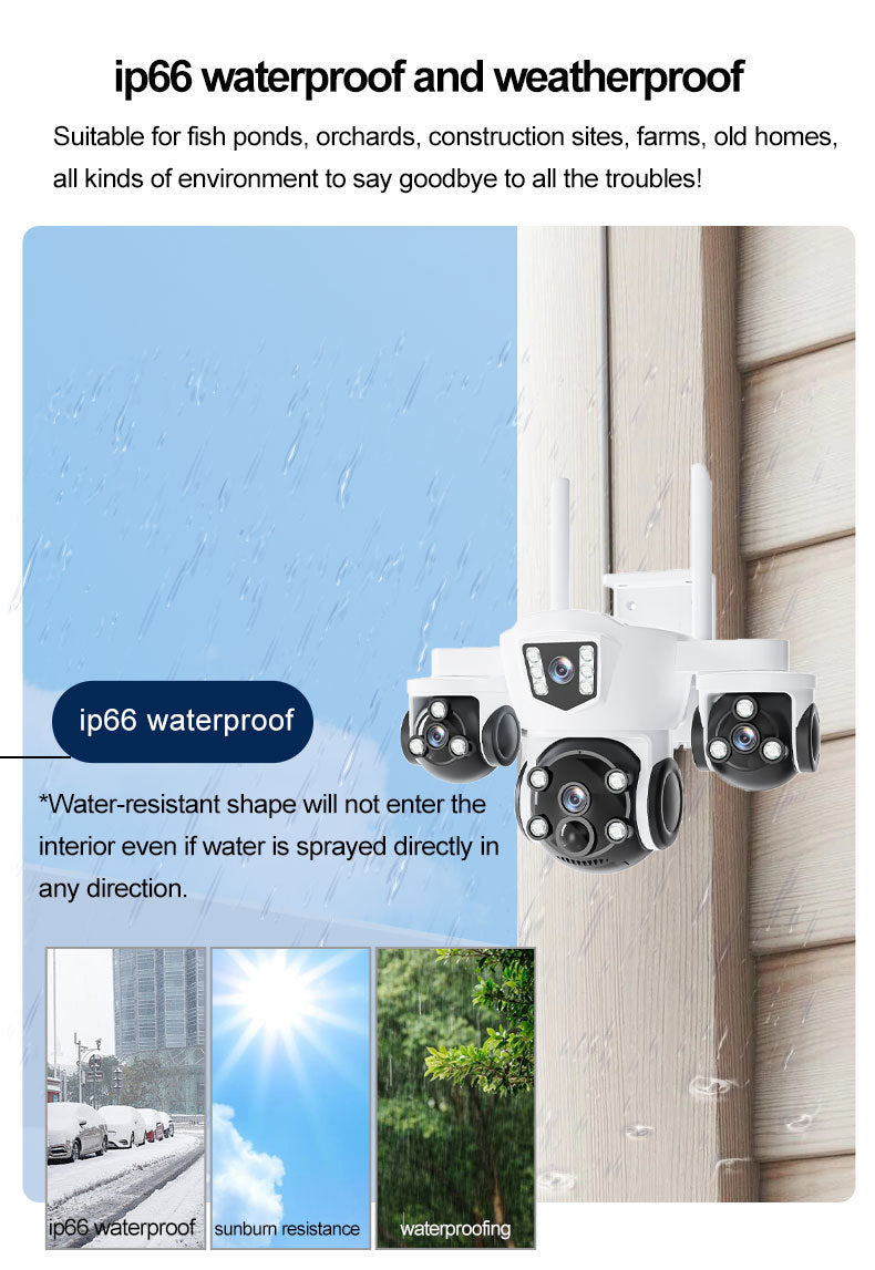New True Four Eyes WIFI Solar surveillance camera with three-screen monitoring5MP Remote Panoramic Camera