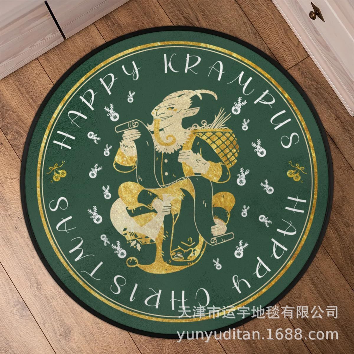Christmas Carpet Round Living Room Crystal Velvet Floor Mat Christmas Decoration Atmosphere Mat Christmas Tree Floor Mat Customizable