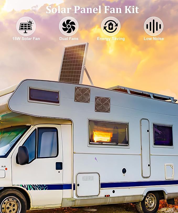 15W Monocrystalline Silicon Glass Solar Panel Fan RV Travel Car Outdoor Camping Pet Chicken Coop Ventilation Exhaust Fan