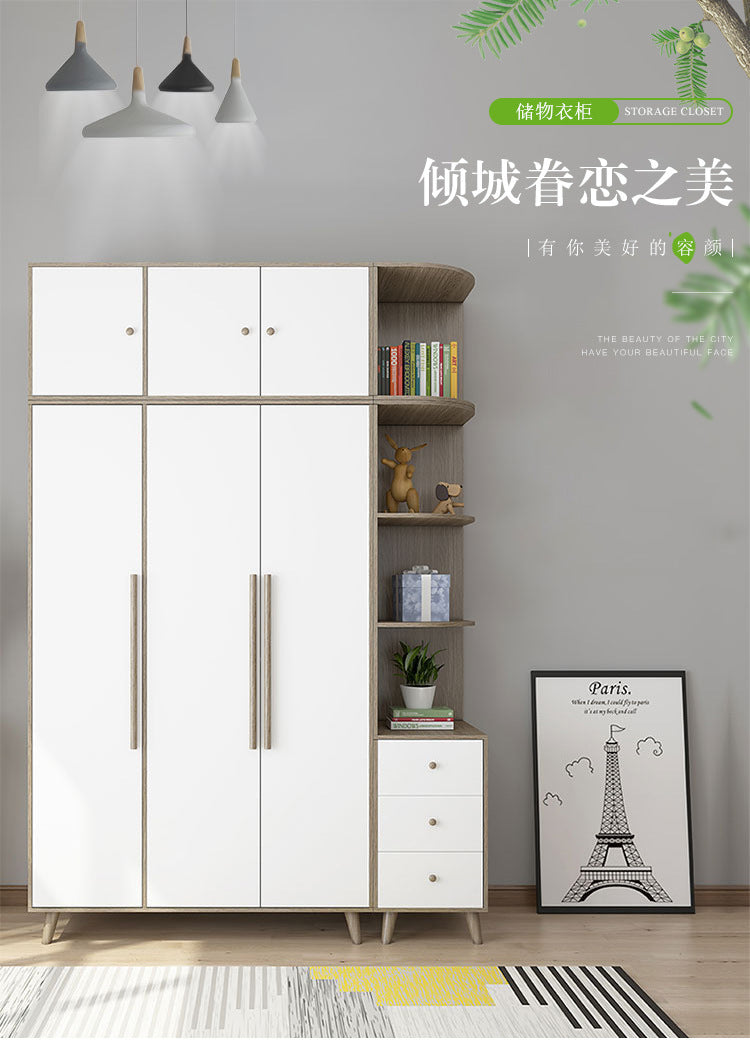 Factory Direct Supply Economical Rental Wardrobe Storage Simple Combination Two-Door Three-Door Panel Storage Apartment Wardrobe