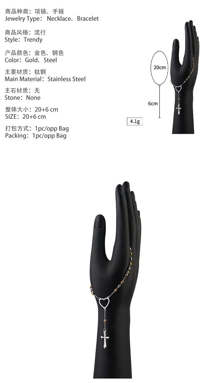 New Adjustable Personality Temperament Titanium Steel Jewelry Stainless Steel Niche Design Virgin Mary Cross Bracelet