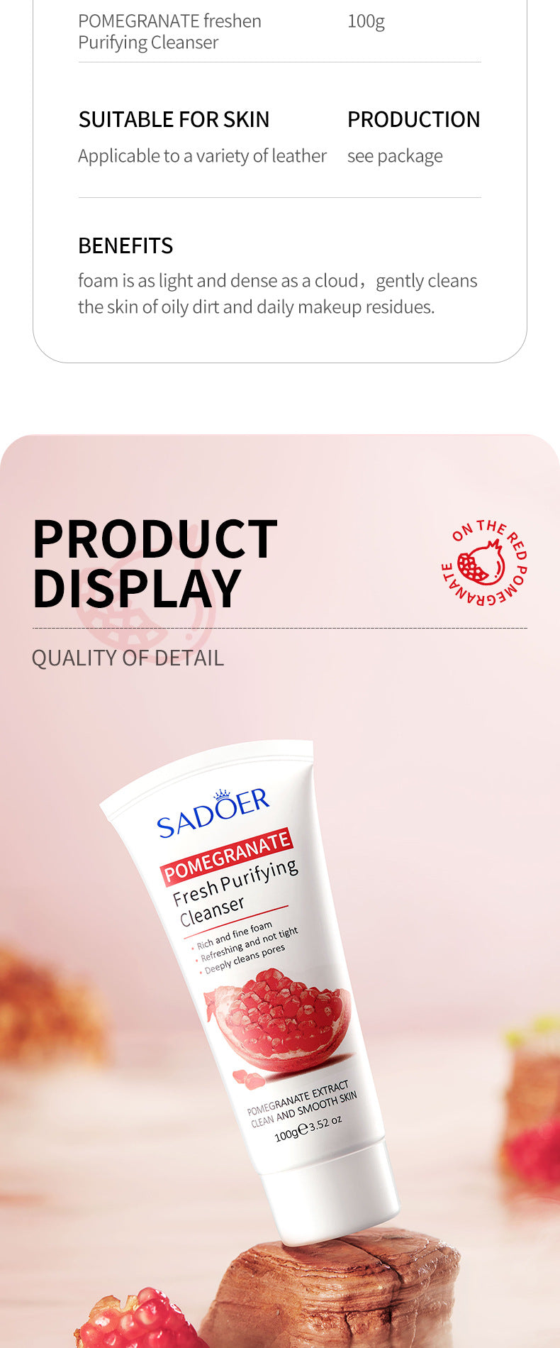 Red Pomegranate Skincare Set SADOER Hydrating Moisturizing Cleansing Nourishing  Wholesale