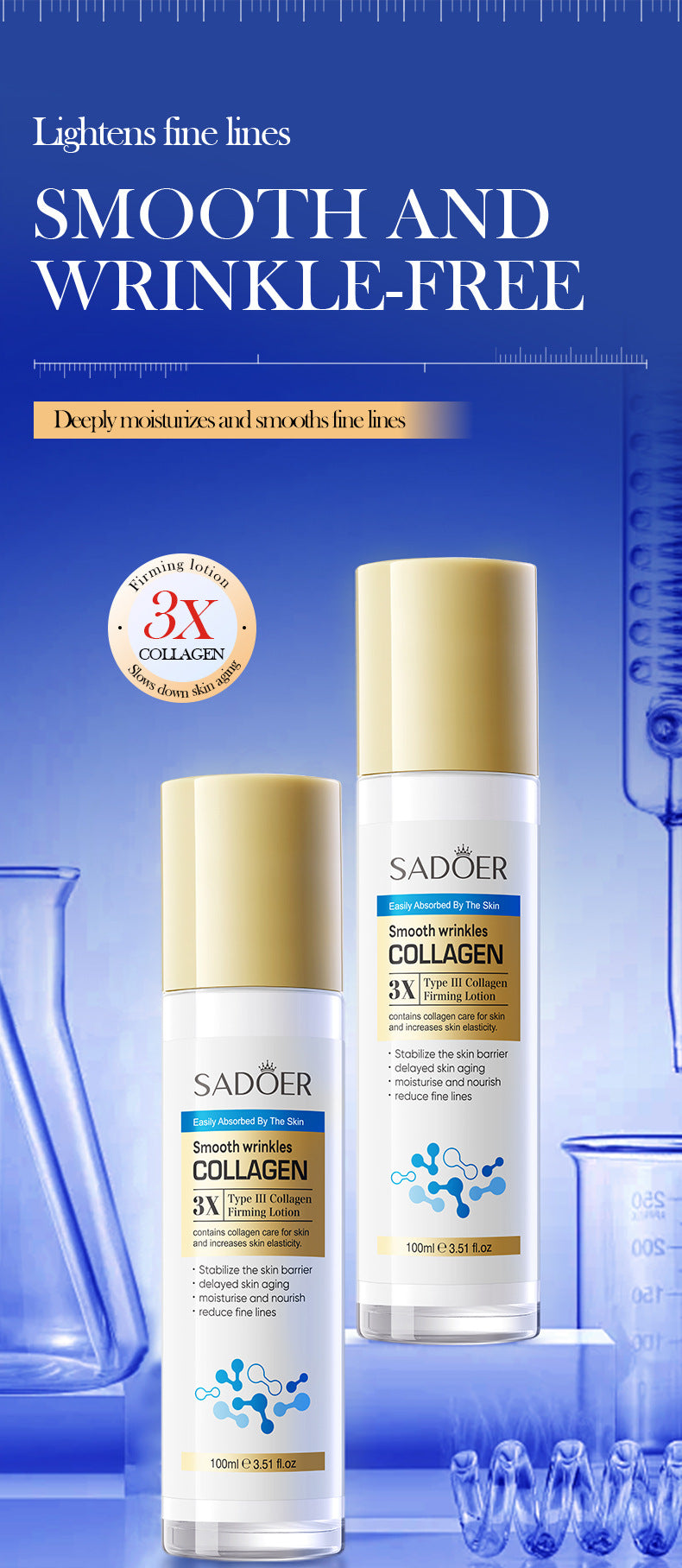 Type III Collagen Wrinkle Smoothing Lotion SADOER Moisturizing and Hydrating Lotion Cross-Border Wholesale