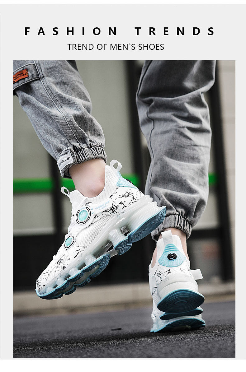 Blade Rebound Men's Shoes Mesh Breathable Running Shoes Youth Trendy Versatile Height Increasing Shock Absorption Sports Shoes