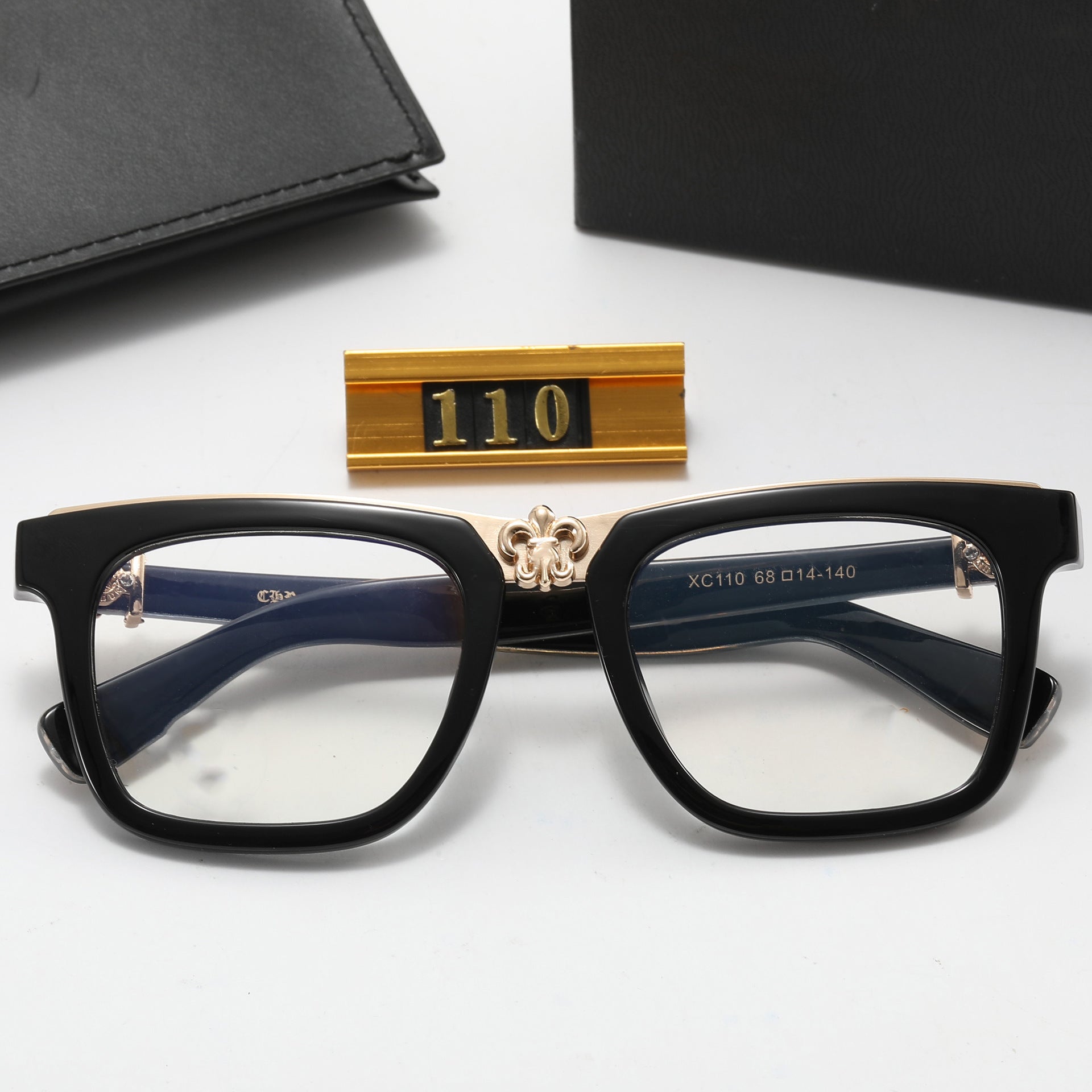 TR Vintage Square Frame Glasses for Men and Women Fashion Trend Anti-Blue Light Plain Glasses Crow Star Internet Celebrity Same Style logo