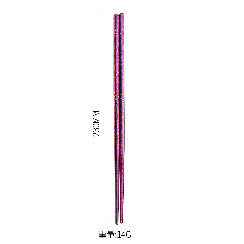 Pure Titanium Crystal Chopsticks for Home and Outdoor Use, Light Luxury Colorful Ice Flower Chopsticks23cm Half Square Chopsticks Restaurant Antibacterial Titanium Chopsticks