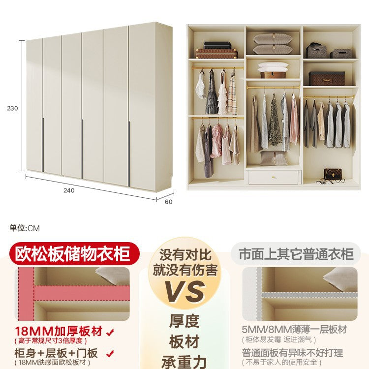 Solid Wood European Pine Board Door to Ceiling60cm Depth18mm Thickened Cabinet Body Wardrobe for Home Bedroom Cream Style Closet