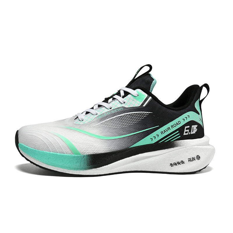 Summer New National Trend Sports Shoes Couple Breathable Student Running Shoes Popcorn Carbon Plate High Elastic Shock Absorption Men's Shoes