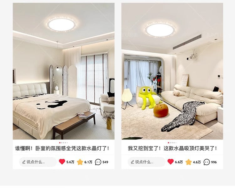 Light Luxury Living Room Ceiling Lamp New Crystal Lamp Cream Style High-end Bedroom Main Lamp Round Shape led Eye Protection Lighting