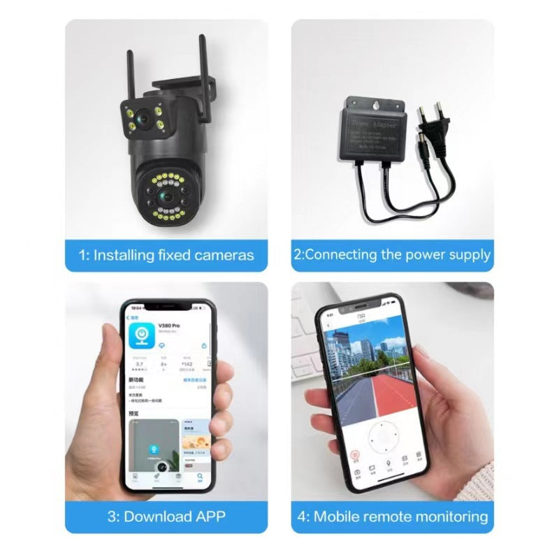 V380Surveillance Camera Wholesale Outdoor360Rotating camera binocular high-definition surveillance camera
