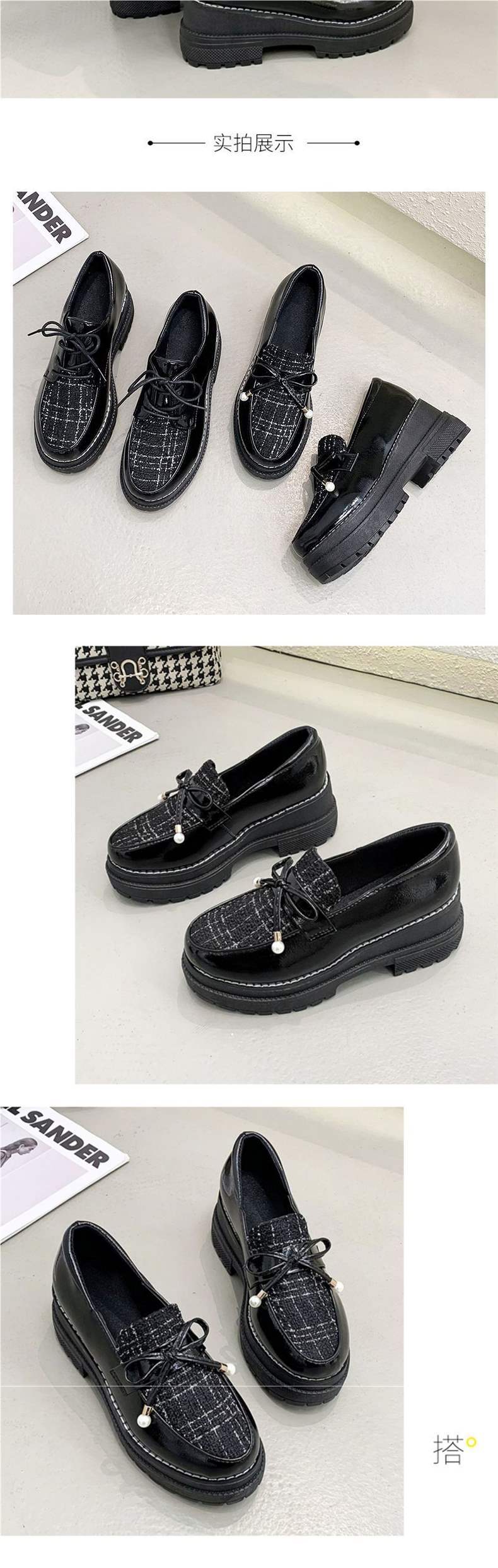 Platform Loafers2025Spring and Autumn New Style Women's Single Shoes Retro British Style Small Leather Shoes Women's Wedge Lazy Shoes