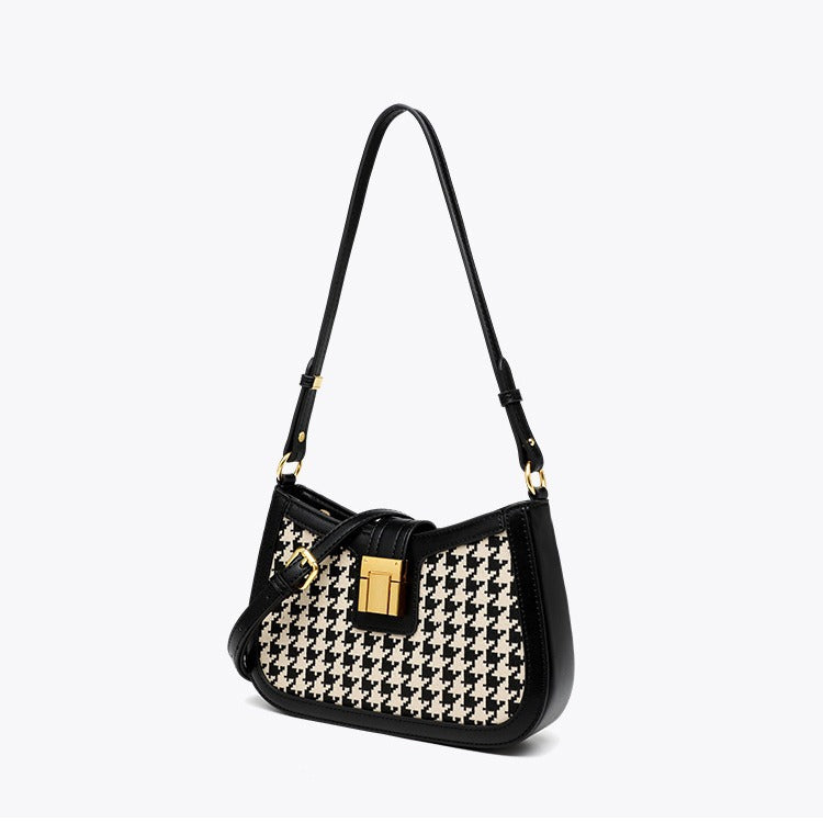 Houndstooth Crossbody Bag Baguette Underarm Bag Spring Autumn Women's Bag Small Square Bag Niche Versatile Commuter Handbag Shoulder Bag