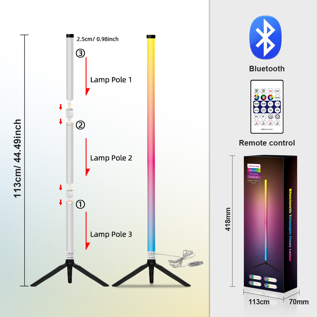 Triangular Floor Lamp Iridescent Floor Lamp Ambient Light led Floor Lamp RGB Floor Lamp USB Corner Light Sound Pickup Lamp