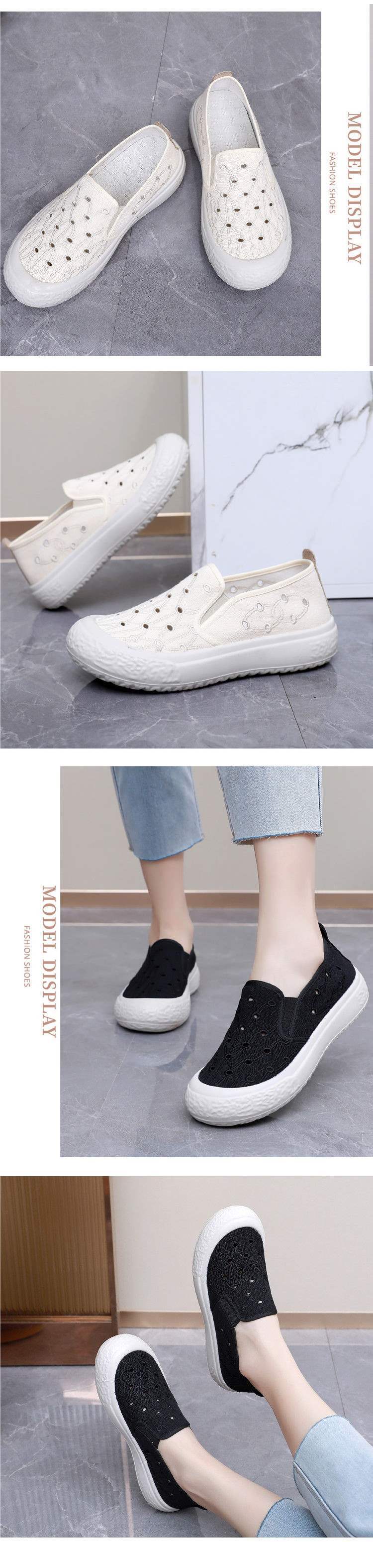 New Hollow Mesh Women's Shoes Breathable Perforated Fisherman Shoes White Canvas Shoes Women's Fashion Versatile Thick Sole Mesh Shoes