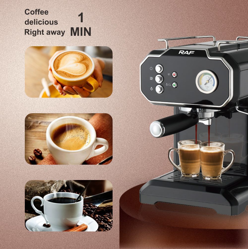 European Standard  Italian Coffee Machine for Home Use, Small Semi-Automatic High-Pressure Steam Milk Frother for Office R104