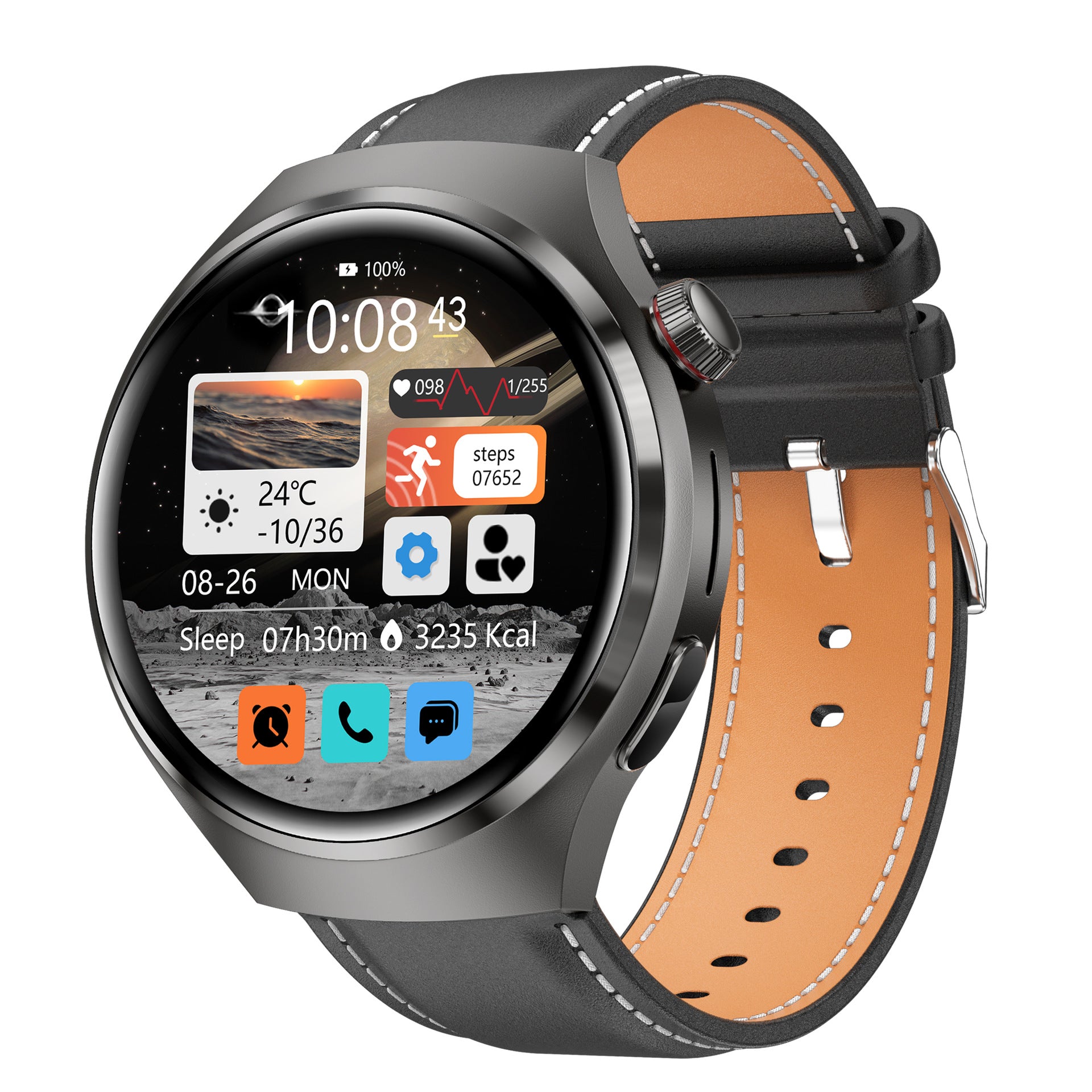 DK56Smart Watch1.52inch Bluetooth Call True Heart Rate Pedometer Sleep Monitoring Hidden Earphones Sports