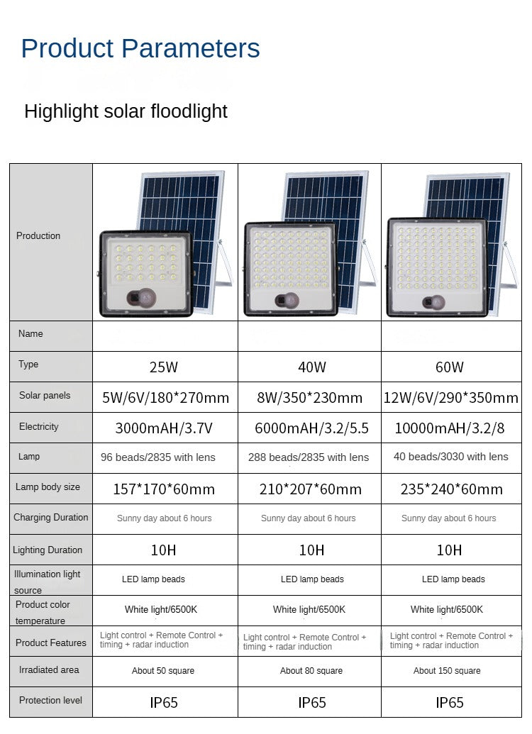 Hot-Selling Solar Outdoor Light with Human Body Induction, ABS Waterproof Lighting for Courtyard and Community Solar Flood Light