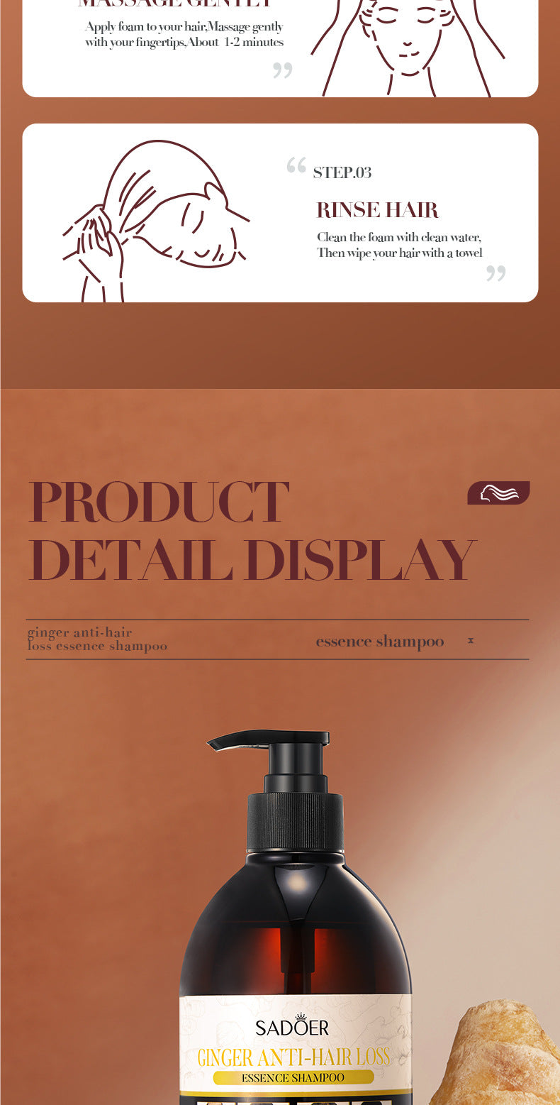 Full English Ginger Anti-Hair Loss Shampoo500ml SADOER Plant Shampoo  Wholesale