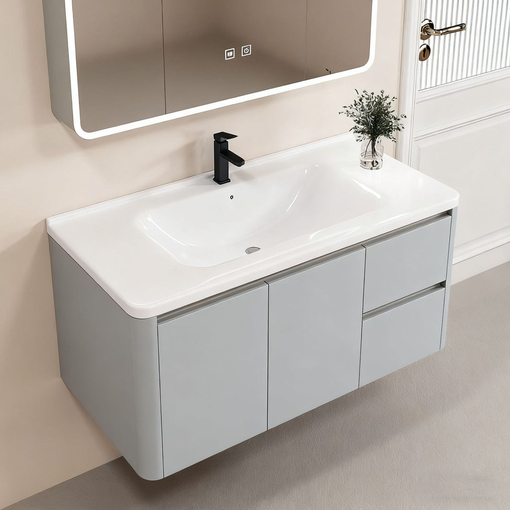 Cream Style Thickened Honeycomb Space Aluminum Bathroom Cabinet Combination Integrated Ceramic Basin Washbasin Manufacturer