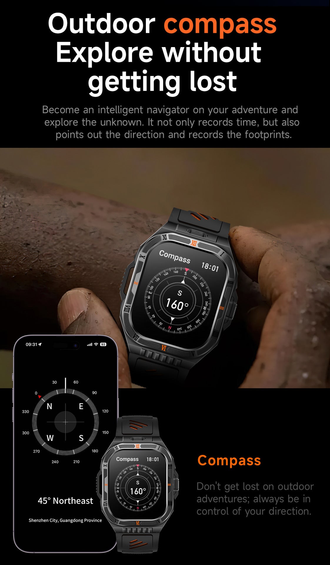 HT38Smart Watch Bluetooth Call Heart Rate Pedometer Sleep Flashlight Deep Waterproof Large Battery Three-Proof Sports