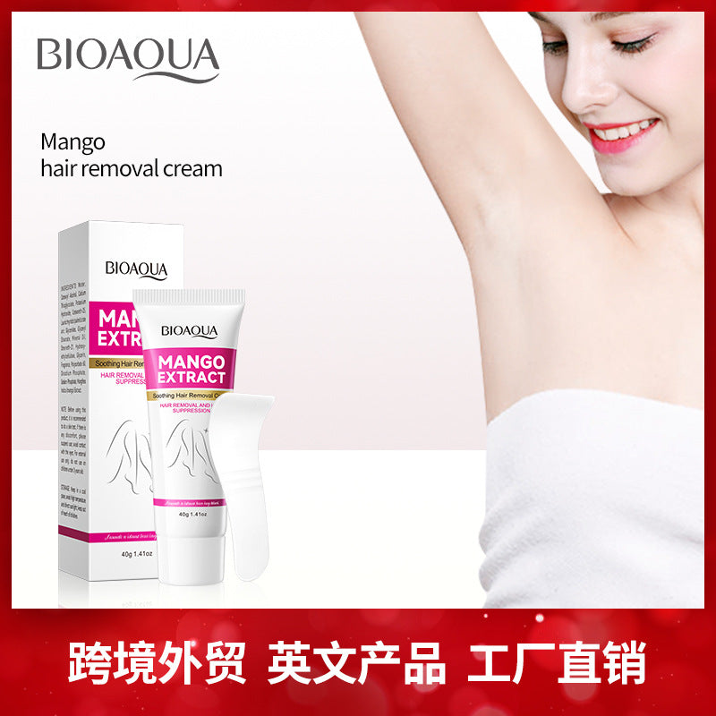 Full English Mango Soothing Hair Removal Cream40g BIOAOUA Non-irritating Underarm Hair Removal Cream  Wholesale