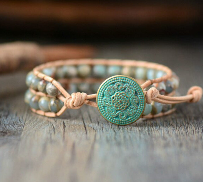 Amethyst Bracelet Men's Volcanic Stone Long Blue Point Bracelet Pyrite White Pine Braided Bracelet