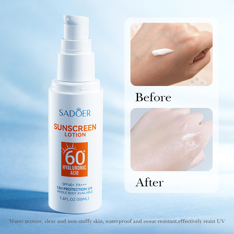 Hyaluronic Acid Sunscreen SADOER Uv Protection SPF60+Isolation Sunscreen Lotion Cross-Border Wholesale