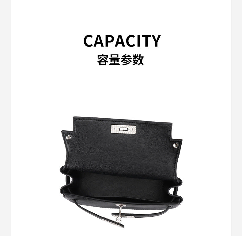 European and American Style Casual Women's Small Crossbody Bag2025New Fashionable Lightweight Single Shoulder Crossbody Bag with Buckle Genuine Leather Kelly Bag