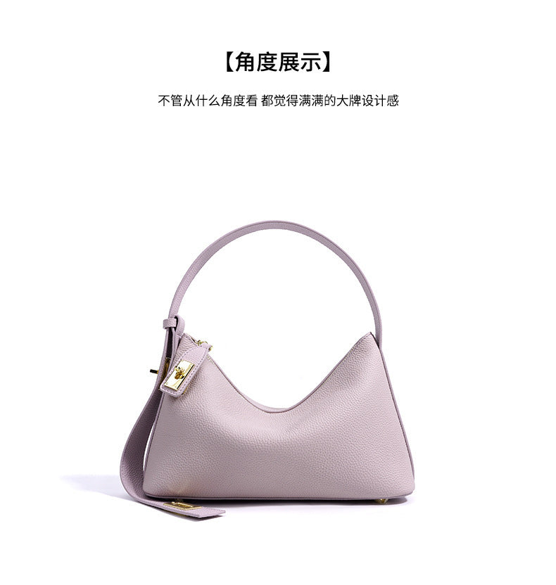 European and American High-End Luxury Handbag for Women, Niche Design, Underarm, Single Shoulder, Crossbody, Dumpling Shape, Genuine Leather, Cowhide, Pillow Bag