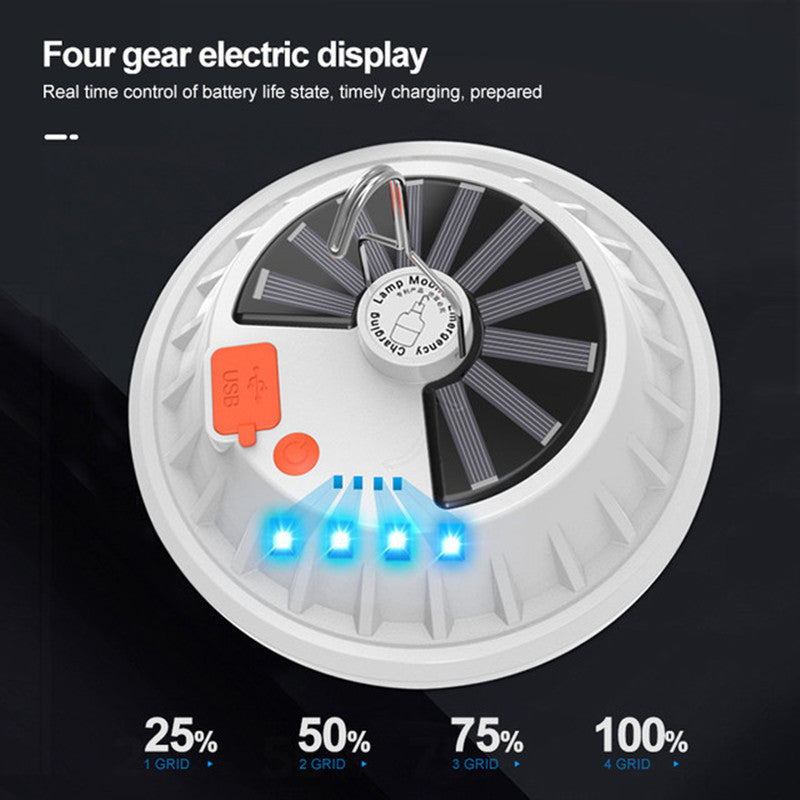 Outdoor LED Tent Light Camping Light with Remote Control Three-Leaf Bulb Emergency Light for Home Power Outage
