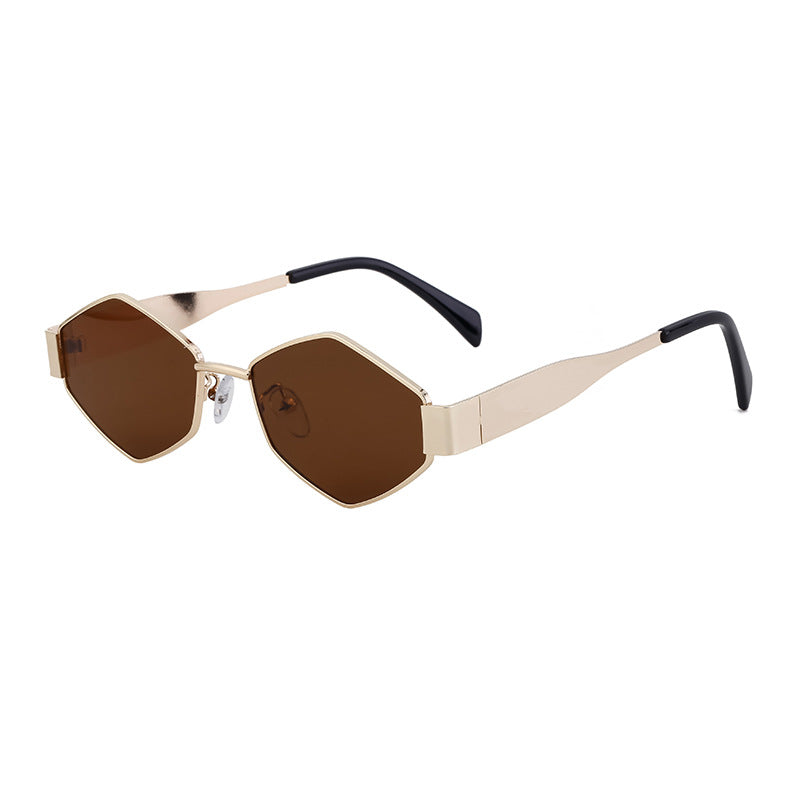 European and American Fashion Irregular Metal Sunglasses for Women Trendy Personality Wide Temple Sunglasses Wholesale sunglass