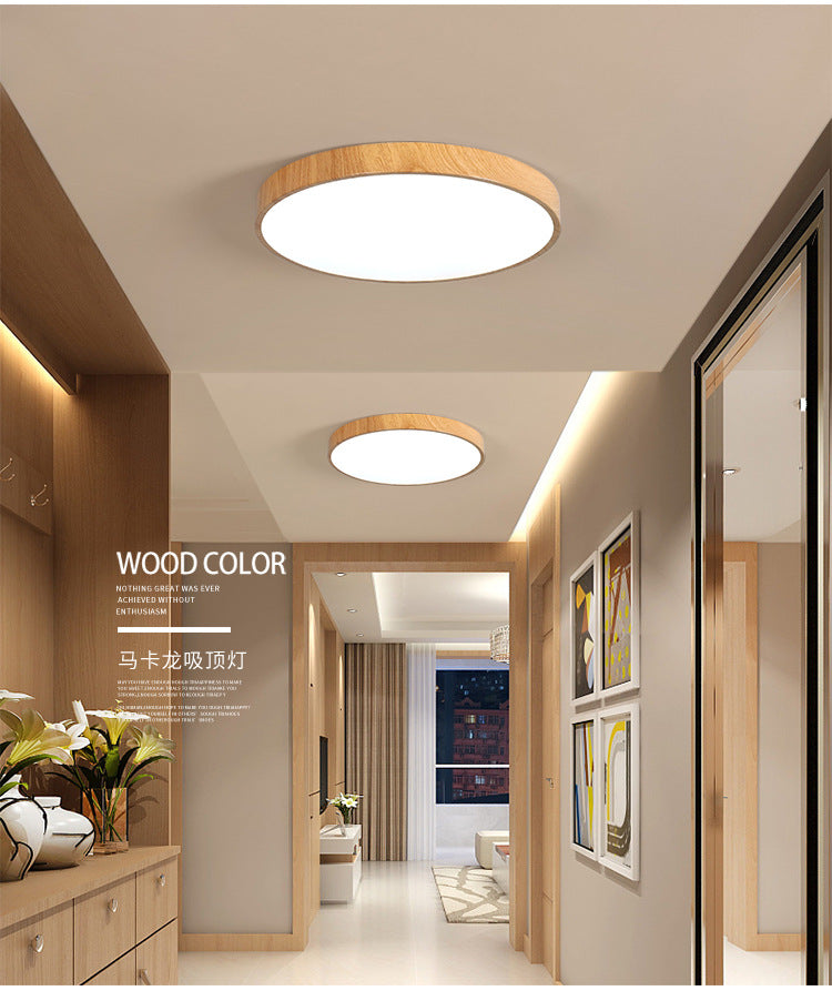 Nordic Ultra-Thin Imitation Wood Grain Ceiling Light Round Modern Minimalist led Room Bedroom Lamp Iron Art Balcony Living Room Lamp