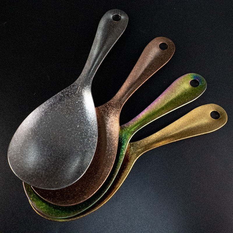 Pure Titanium Rice Spoon Ice Flower Household Hammered Texture Rice Serving Lightweight Spoon Creative High-Value Crystal Colorful Camping Outdoor