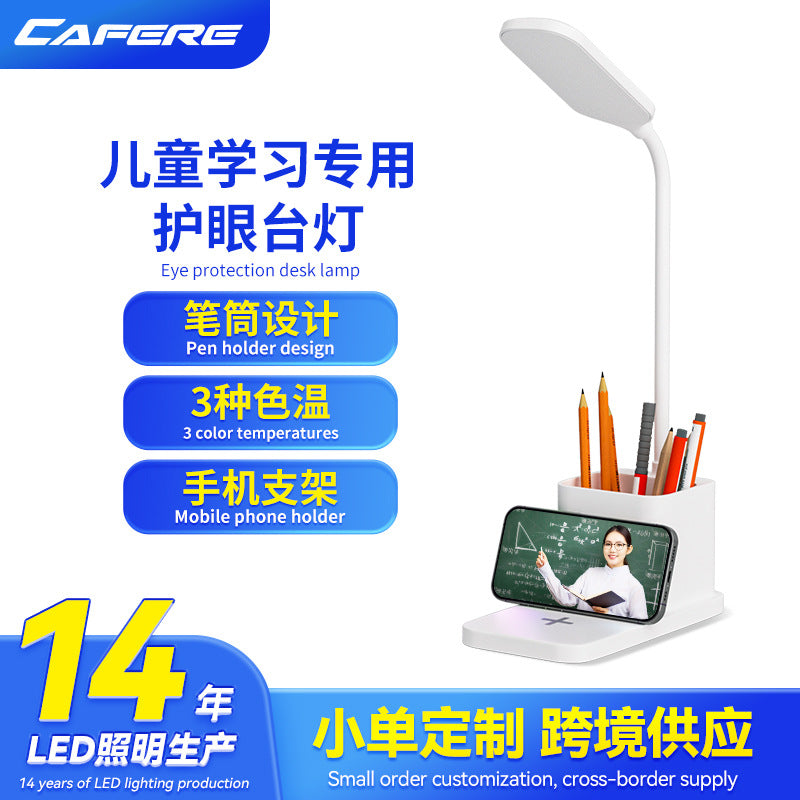 Custom Desk Lamp Study Eye Protection Dormitory Lamp Student Desk Rechargeable Children's Desktop Lamp Pen Holder Reading Lamp