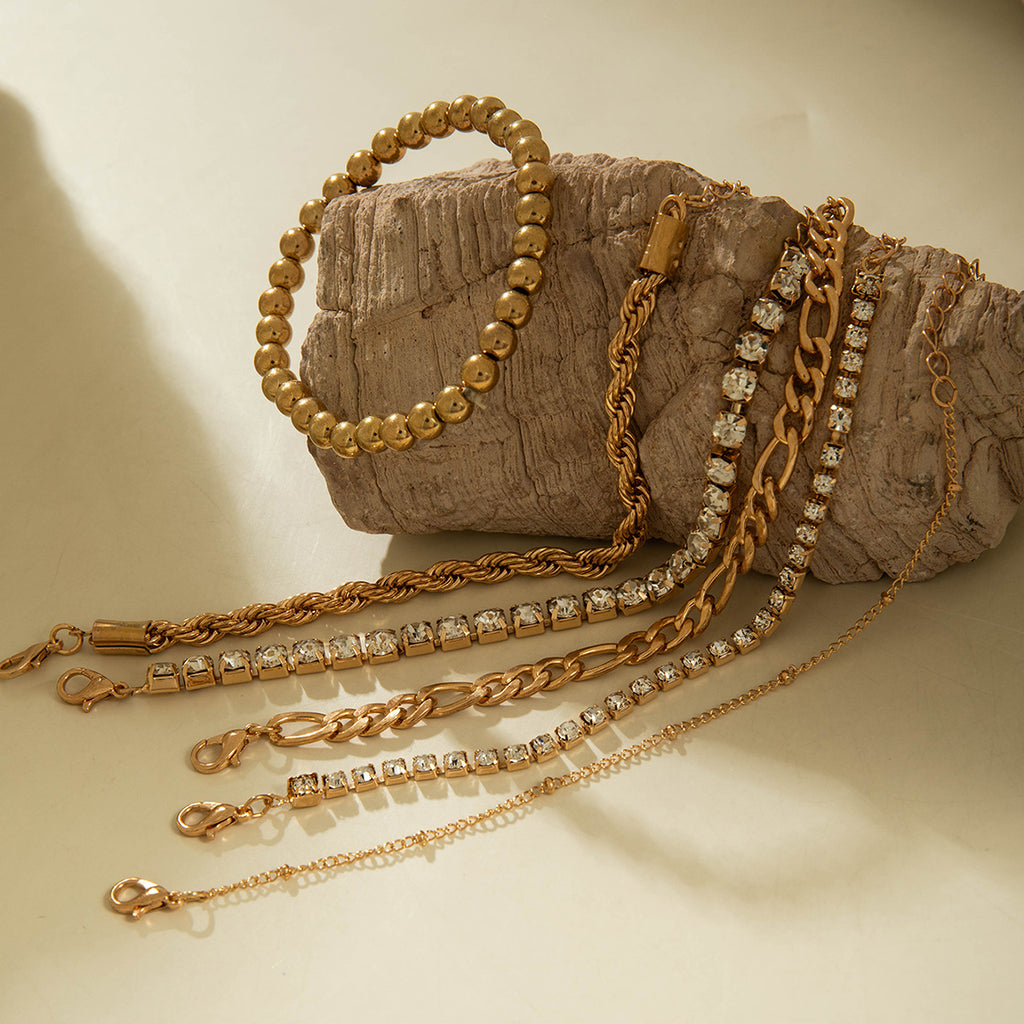 Fashionable Versatile Bracelet with Rhinestones and Imitation Pearl Set Ornament Wholesale Bracelets