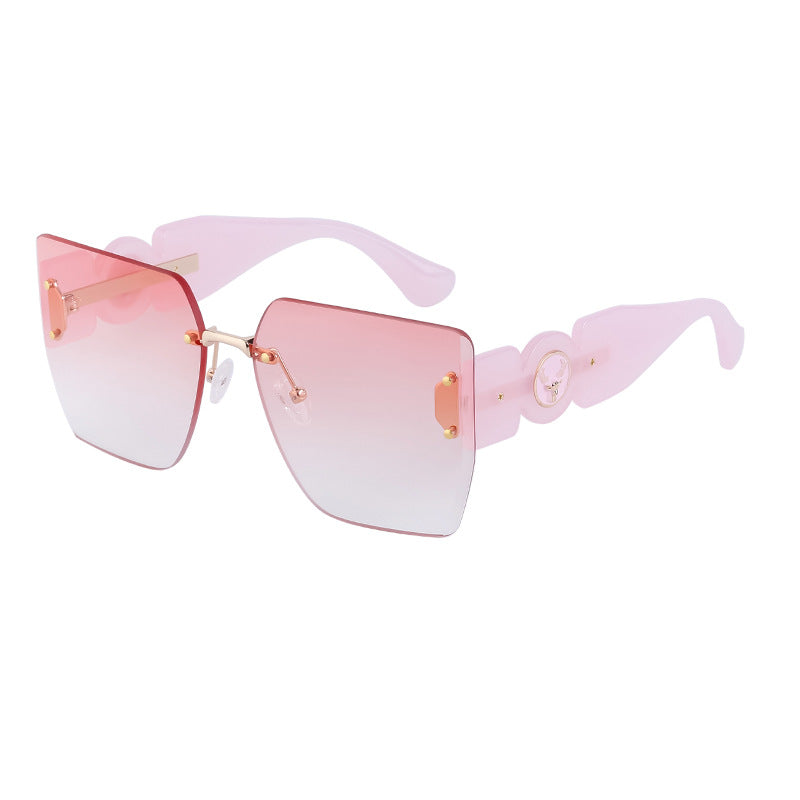 European and American Fashion Square Frame Sunglasses for Women, Trendy Rimless Cut Edge Sun Protection Sunglasses for Women sunglasses