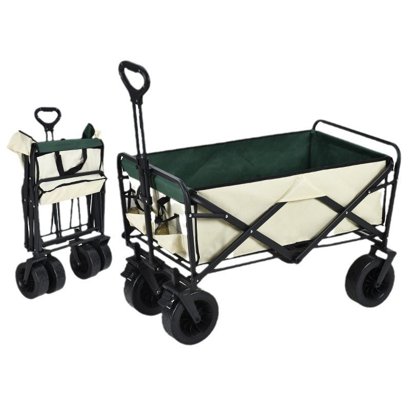 Camping Cart Outdoor Foldable Portable Flatbed Cart with Rear Opening, Liftable Table, and Stall Push Cart