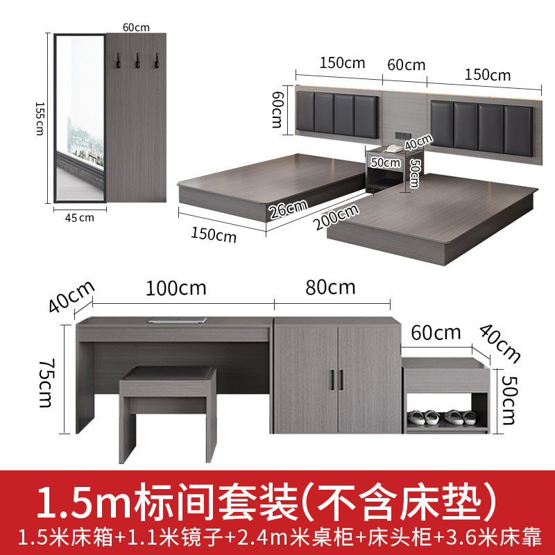 Hotel Guesthouse Bed Standard Room Full Set Furniture Apartment Homestay Single Double Bed Hotel Rental Room Special Bed Box
