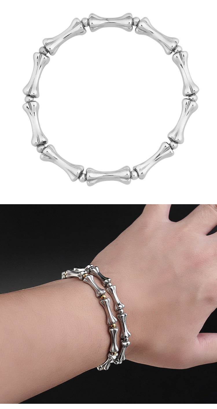 Stainless Steel Matte Skull Bone Bracelet Titanium Steel Polished Bright Surface Spliced Bracelet Factory Wholesale