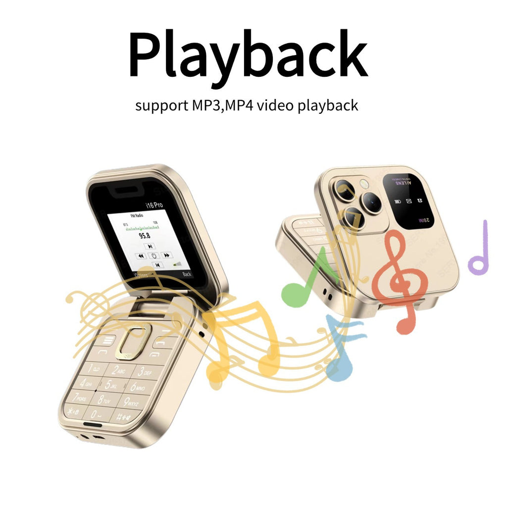 Mini Foldable Feature Phone Flip Cover Elderly Button Phone Pocket Women's Personalized Phone Backup Phone