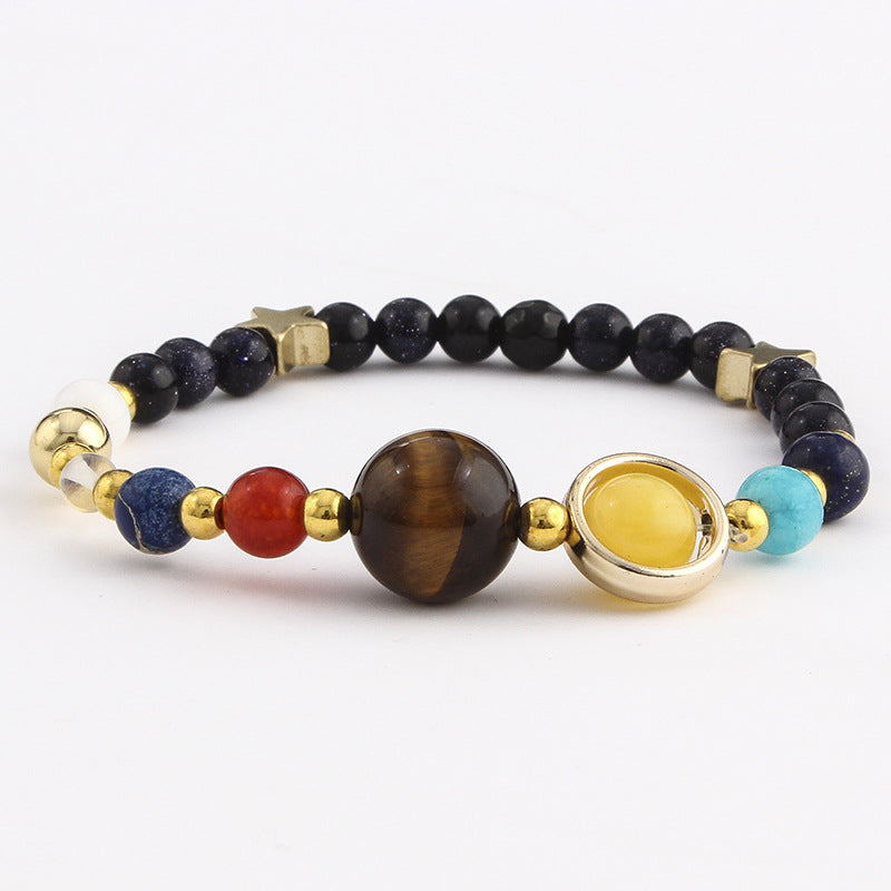 Hot-Selling Universe Galaxy Solar System Eight Planets Bracelet Guardian Star Natural Stone Bead Bracelet Seven Meridians Bracelet